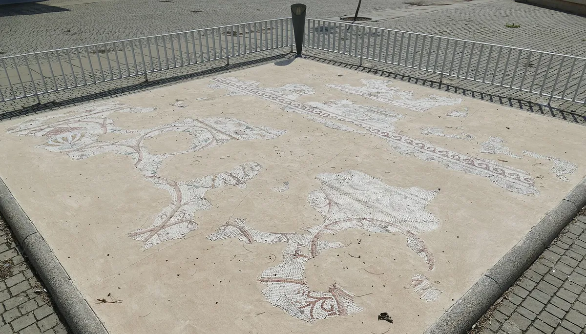 Byzantine-period mosaic floor from Hurvat Patot on display in Kiryat Gat